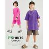 image:imageFlygo 3 Pack Boys Girls TShirts Cotton Acid Washed Oversized Tee Shirts Kids Loose Short Sleeve Summer Basic T Shirt TopsBlackrosepurple