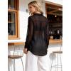 image:imageFlygo Sheer Tops for Women Sexy Long Sleeve Button up Shirts Loose Collared See Through Mesh Blouse TopBlack