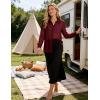 image:imageFlygo Sheer Tops for Women Sexy Long Sleeve Button up Shirts Loose Collared See Through Mesh Blouse TopBurgundy