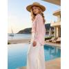 image:imageFlygo Sheer Tops for Women Sexy Long Sleeve Button up Shirts Loose Collared See Through Mesh Blouse TopPink