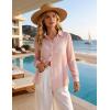 image:imageFlygo Sheer Tops for Women Sexy Long Sleeve Button up Shirts Loose Collared See Through Mesh Blouse TopPink