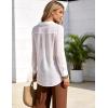 image:imageFlygo Sheer Tops for Women Sexy Long Sleeve Button up Shirts Loose Collared See Through Mesh Blouse TopWhite