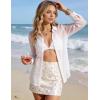 image:imageFlygo Sheer Tops for Women Sexy Long Sleeve Button up Shirts Loose Collared See Through Mesh Blouse TopWhite