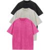 image:imageFlygo 3 Pack Boys Girls TShirts Cotton Acid Washed Oversized Tee Shirts Kids Loose Short Sleeve Summer Basic T Shirt TopsBlackbeigerose