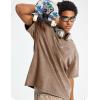 image:imageFlygo Mens Oversized TShirts Acid Wash Cotton Vintage Loose Fit Baggy Tees Summer Short Sleeve Basic Streetwear TopsBlackblackgreykhakibeige