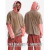 image:imageFlygo Mens Oversized TShirts Acid Wash Cotton Vintage Loose Fit Baggy Tees Summer Short Sleeve Basic Streetwear TopsBlackgreykhakiarmygreen