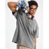 image:imageFlygo Mens Oversized TShirts Acid Wash Cotton Vintage Loose Fit Baggy Tees Summer Short Sleeve Basic Streetwear TopsGrey