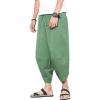 image:imageFlygo Mens Casual 3D Printed Loose Baggy Linen Capris Boho Harem Pants Large Green