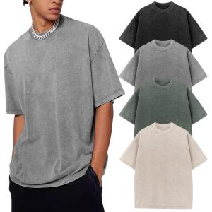 image:imageFlygo Mens Oversized TShirts Acid Wash Cotton Vintage Loose Fit Baggy Tees Summer Short Sleeve Basic Streetwear TopsBlackgreyarmygreenbeige