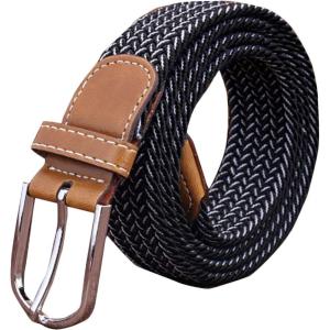image:imageFlygo No Hole Elastic Braided Woven Belt Stretch Belt For MenWomenJuniorsBlackWhite