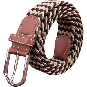 image:imageFlygo No Hole Elastic Braided Woven Belt Stretch Belt For MenWomenJuniorsCoffeeBeige