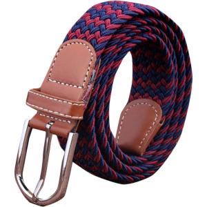 image:imageFlygo No Hole Elastic Braided Woven Belt Stretch Belt For MenWomenJuniorsWine RedNavy