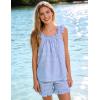 image:imageFlygo Pajama for Women Sets 2 Piece Summer Gingham Ruffle Trim Cami Top Short Sets Y2K Cute Plaid Pjs Lounge Sleepwear OutfitBlue