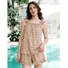 image:imageFlygo Pajama for Women Sets 2 Piece Summer Gingham Ruffle Trim Cami Top Short Sets Y2K Cute Plaid Pjs Lounge Sleepwear OutfitBrown