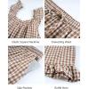 image:imageFlygo Pajama for Women Sets 2 Piece Summer Gingham Ruffle Trim Cami Top Short Sets Y2K Cute Plaid Pjs Lounge Sleepwear OutfitBrown