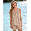 image:imageFlygo Pajama for Women Sets 2 Piece Summer Gingham Ruffle Trim Cami Top Short Sets Y2K Cute Plaid Pjs Lounge Sleepwear OutfitBrown