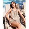 image:imageFlygo Pajama for Women Sets 2 Piece Summer Gingham Ruffle Trim Cami Top Short Sets Y2K Cute Plaid Pjs Lounge Sleepwear OutfitBrown