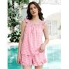image:imageFlygo Pajama for Women Sets 2 Piece Summer Gingham Ruffle Trim Cami Top Short Sets Y2K Cute Plaid Pjs Lounge Sleepwear OutfitPink
