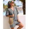 image:imageFlygo Women Gingham Short Pajama Set Y2K Tie Front Puff Sleeve Top High Waist 2 Piece Sets Summer Cute Plaid Pjs LoungewearBlack
