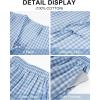 image:imageFlygo Women Gingham Short Pajama Set Y2K Tie Front Puff Sleeve Top High Waist 2 Piece Sets Summer Cute Plaid Pjs LoungewearBlue