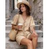 image:imageFlygo Women Gingham Short Pajama Set Y2K Tie Front Puff Sleeve Top High Waist 2 Piece Sets Summer Cute Plaid Pjs LoungewearBrown