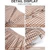 image:imageFlygo Women Gingham Short Pajama Set Y2K Tie Front Puff Sleeve Top High Waist 2 Piece Sets Summer Cute Plaid Pjs LoungewearBrown