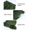 image:imageFlygo Women Wide Leg Palazzo Pants Summer Ruffled High Elastic Waisted Flowy Pants Casual Pleated Beach Trousers with PocketsArmygreen