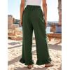 image:imageFlygo Women Wide Leg Palazzo Pants Summer Ruffled High Elastic Waisted Flowy Pants Casual Pleated Beach Trousers with PocketsArmygreen