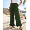 image:imageFlygo Women Wide Leg Palazzo Pants Summer Ruffled High Elastic Waisted Flowy Pants Casual Pleated Beach Trousers with PocketsArmygreen