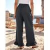 image:imageFlygo Women Wide Leg Palazzo Pants Summer Ruffled High Elastic Waisted Flowy Pants Casual Pleated Beach Trousers with PocketsDarkgrey