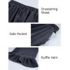 image:imageFlygo Women Wide Leg Palazzo Pants Summer Ruffled High Elastic Waisted Flowy Pants Casual Pleated Beach Trousers with PocketsDarkgrey