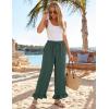 image:imageFlygo Women Wide Leg Palazzo Pants Summer Ruffled High Elastic Waisted Flowy Pants Casual Pleated Beach Trousers with PocketsGreen