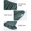 image:imageFlygo Women Wide Leg Palazzo Pants Summer Ruffled High Elastic Waisted Flowy Pants Casual Pleated Beach Trousers with PocketsGreen