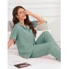 image:imageFlygo Womens 100 Cotton Pajamas Set Polka Dot Short Sleeve Button Down Top amp Long Pants Soft Sleepwear with PocketsGreen