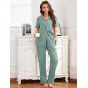 image:imageFlygo Womens 100 Cotton Pajamas Set Polka Dot Short Sleeve Button Down Top amp Long Pants Soft Sleepwear with PocketsGreen