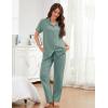 image:imageFlygo Womens 100 Cotton Pajamas Set Polka Dot Short Sleeve Button Down Top amp Long Pants Soft Sleepwear with PocketsGreen
