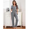 image:imageFlygo Womens 100 Cotton Pajamas Set Polka Dot Short Sleeve Button Down Top amp Long Pants Soft Sleepwear with PocketsGrey