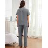 image:imageFlygo Womens 100 Cotton Pajamas Set Polka Dot Short Sleeve Button Down Top amp Long Pants Soft Sleepwear with PocketsGrey