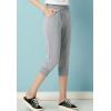 image:imageFlygo Womens 34 Capri Jogger Pants Football Active Running Shorts SweatpantsLight Grey