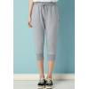 image:imageFlygo Womens 34 Capri Jogger Pants Football Active Running Shorts SweatpantsLight Grey