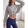 image:imageFlygo Womens Crop Hoodies Long Sleeve V Neck Pullover Sweatshirts Lounge Athletic Cropped Tops GreyS