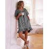 image:imageFlygo Womens Gingham Nightgown Cotton Ruffle Short Sleeve Button Down Sleep House Dress Summer Plaid Loungewear with PocketsBlack