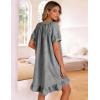 image:imageFlygo Womens Gingham Nightgown Cotton Ruffle Short Sleeve Button Down Sleep House Dress Summer Plaid Loungewear with PocketsBlack