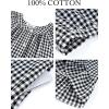 image:imageFlygo Womens Gingham Nightgown Cotton Ruffle Short Sleeve Button Down Sleep House Dress Summer Plaid Loungewear with PocketsBlack