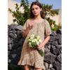 image:imageFlygo Womens Gingham Nightgown Cotton Ruffle Short Sleeve Button Down Sleep House Dress Summer Plaid Loungewear with PocketsBrown