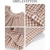image:imageFlygo Womens Gingham Nightgown Cotton Ruffle Short Sleeve Button Down Sleep House Dress Summer Plaid Loungewear with PocketsBrown