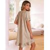 image:imageFlygo Womens Gingham Nightgown Cotton Ruffle Short Sleeve Button Down Sleep House Dress Summer Plaid Loungewear with PocketsBrown