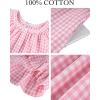 image:imageFlygo Womens Gingham Nightgown Cotton Ruffle Short Sleeve Button Down Sleep House Dress Summer Plaid Loungewear with PocketsPink