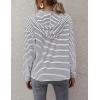 image:imageFlygo Womens Long Sleeve V Neck Hoodies Oversized Striped Pullover SweatshirtBlack
