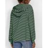 image:imageFlygo Womens Long Sleeve V Neck Hoodies Oversized Striped Pullover SweatshirtGreen